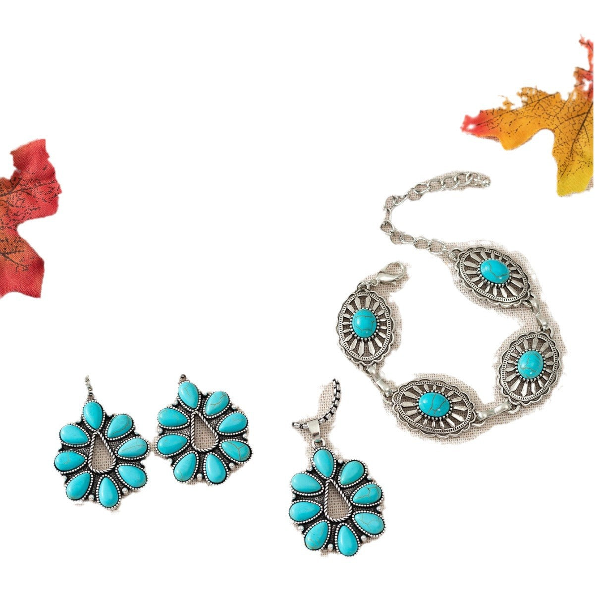 Women's Bohemian Retro Fashion Turquoise Drop-shaped Jewelry Set