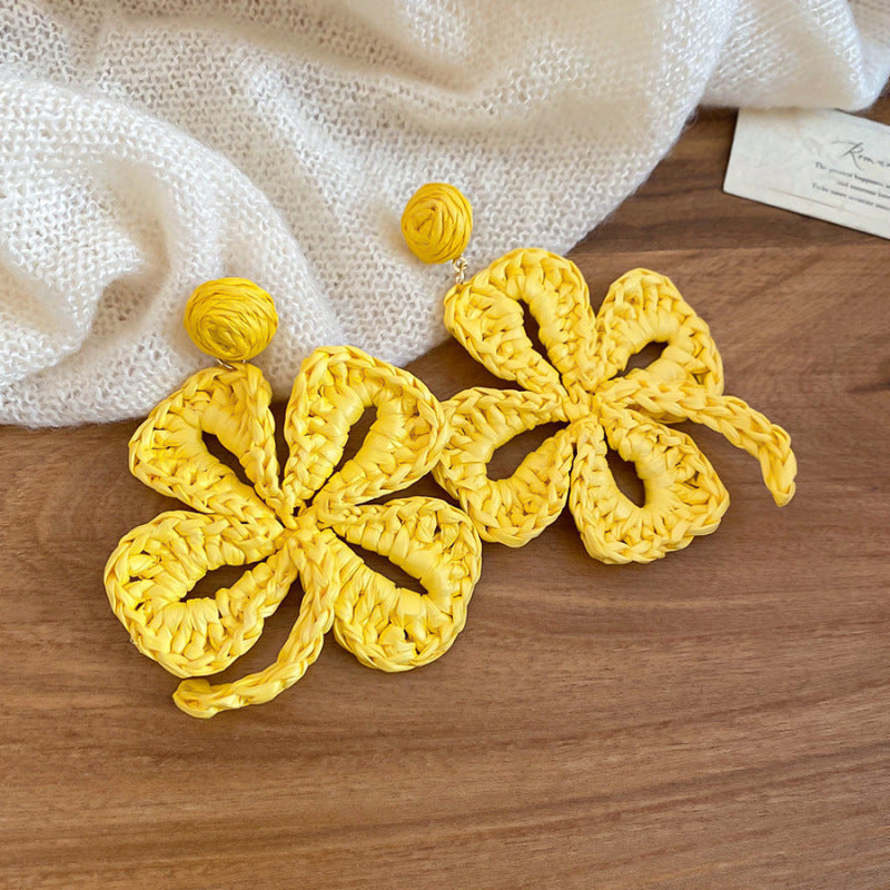 Women's Green Leaf Lily Yellow Series Tassel Light Luxury High-grade Sweet Rings