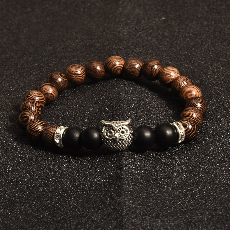 Women's & Men's Wooden Bead Owl Graceful Personality Elastic Bracelets