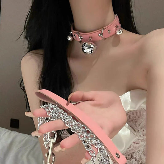 Men's Bell Girlfriend Neck Band Chain Hand Holding Rope Sexy Collar