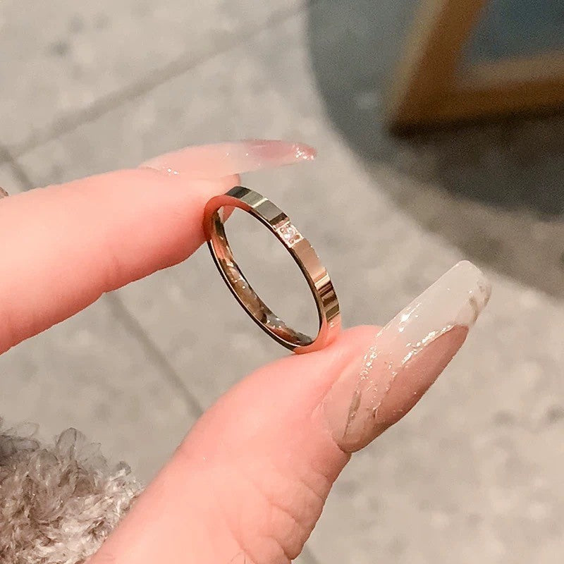 Light Luxury Cold Style Couple Plain Ring
