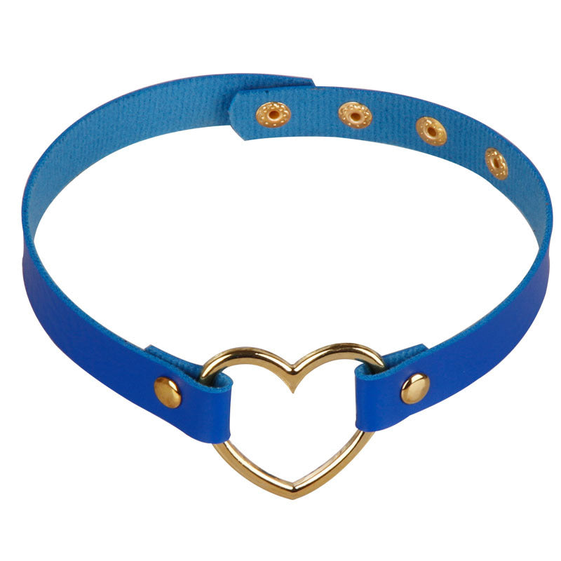 Women's Leather Golden Peach Heart-shaped Neck Band Collar