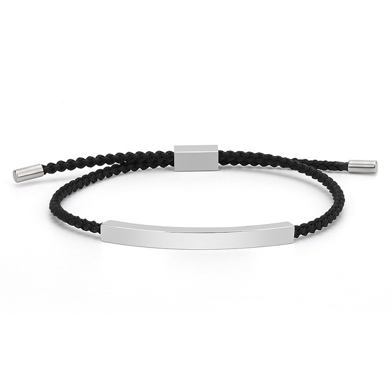 Steel Engraved Hollow Tube Couple Adjustable Inspirational Bracelets
