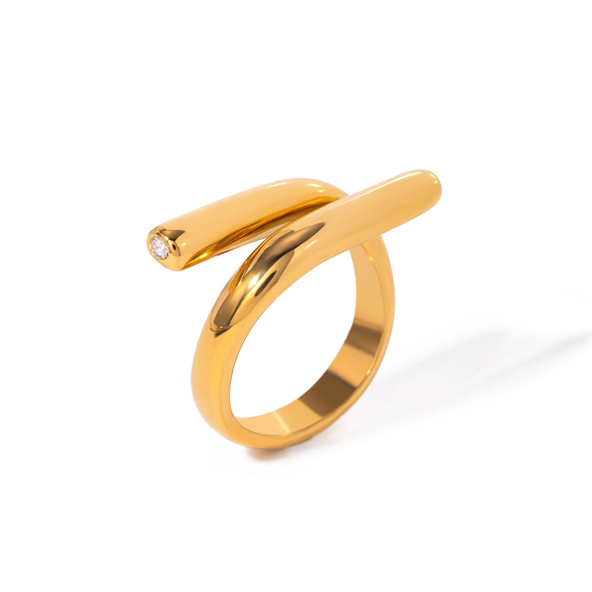 Spring Gold Stainless Steel Diamond Simple Rings