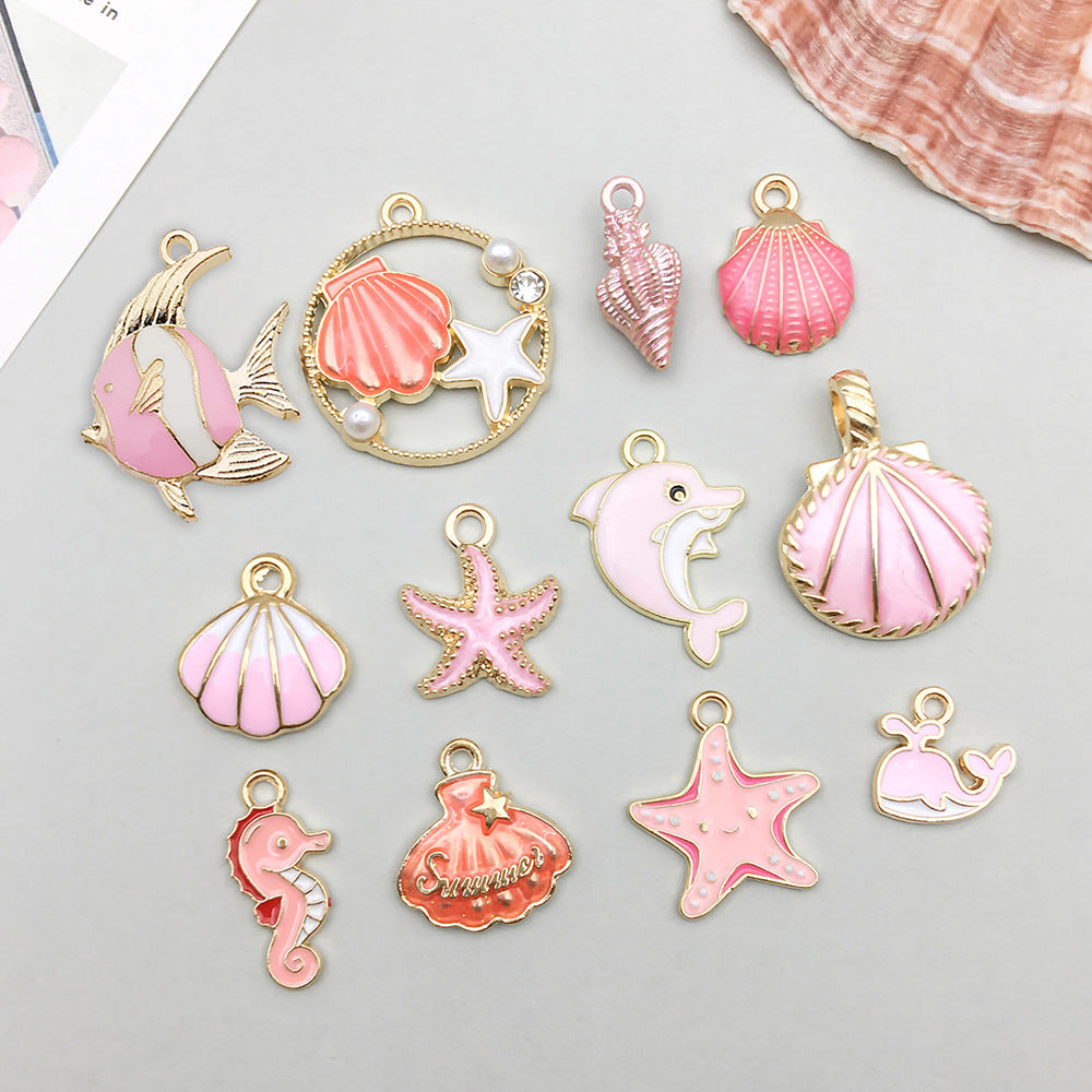 Oil Dripping Alloy Ocean Seahorse Dolphin Series Jewelry Accessories