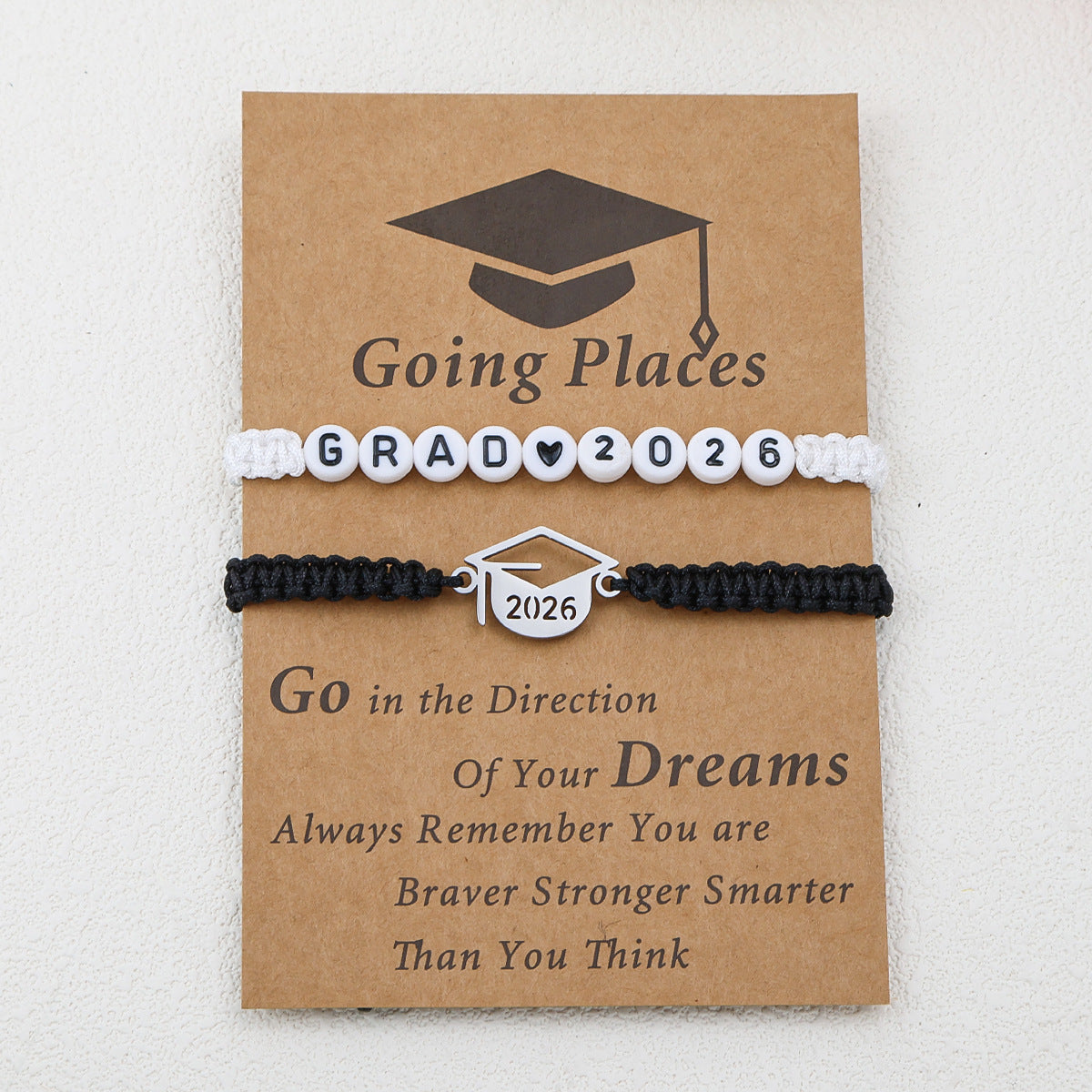 Graduation Trencher Stainless Steel Woven Adjustable Card Bracelets