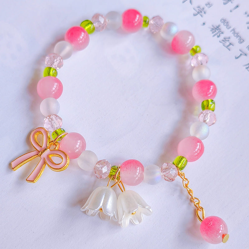 Two-color Lily Female Temperament Small Crystal Bracelet