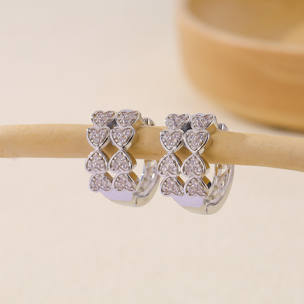 Women's Selection Fashionable Multi Zircon Inlaid Zirconium Earrings
