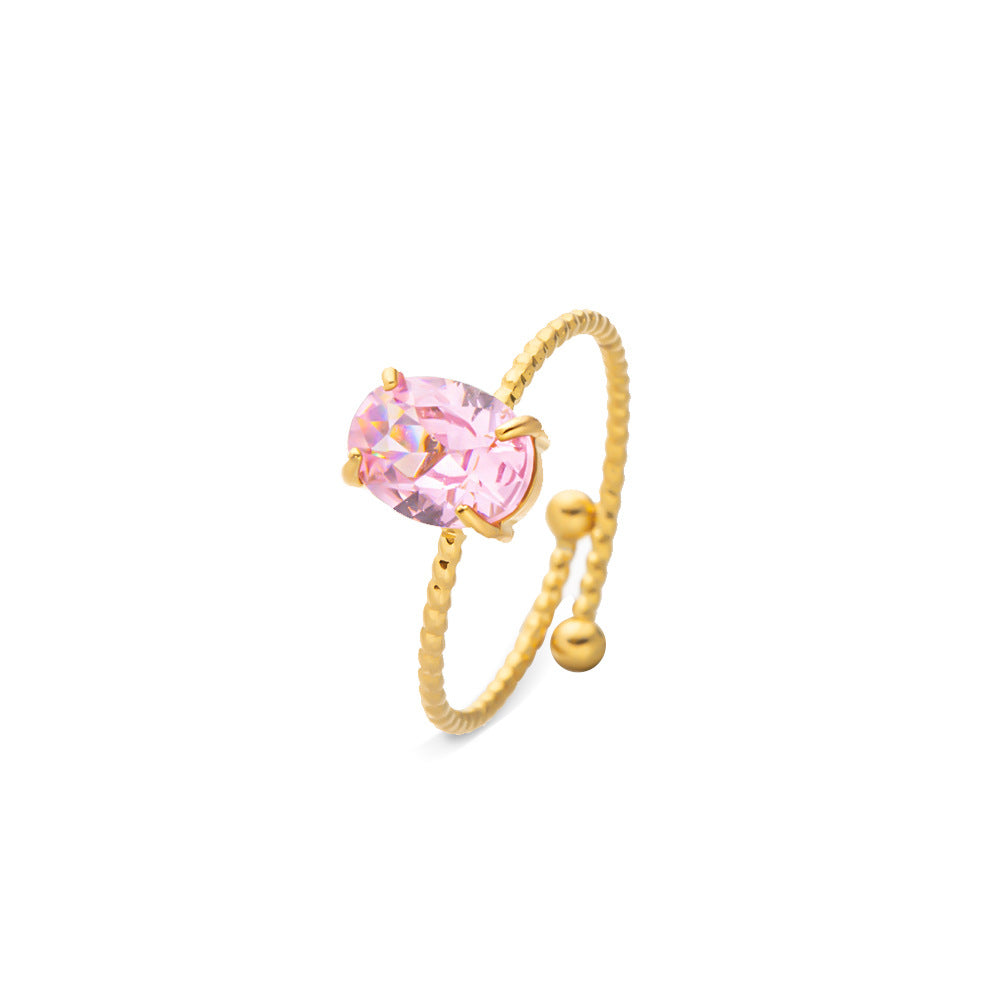 Women's Stainless Steel Zircon Niche High Sense December Birthday Stone Ring