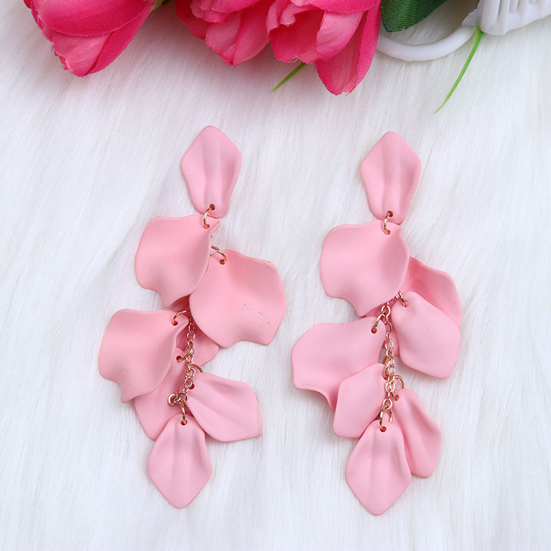 Women's Fashion Personality Tassel Petals Candy Color Design Earrings