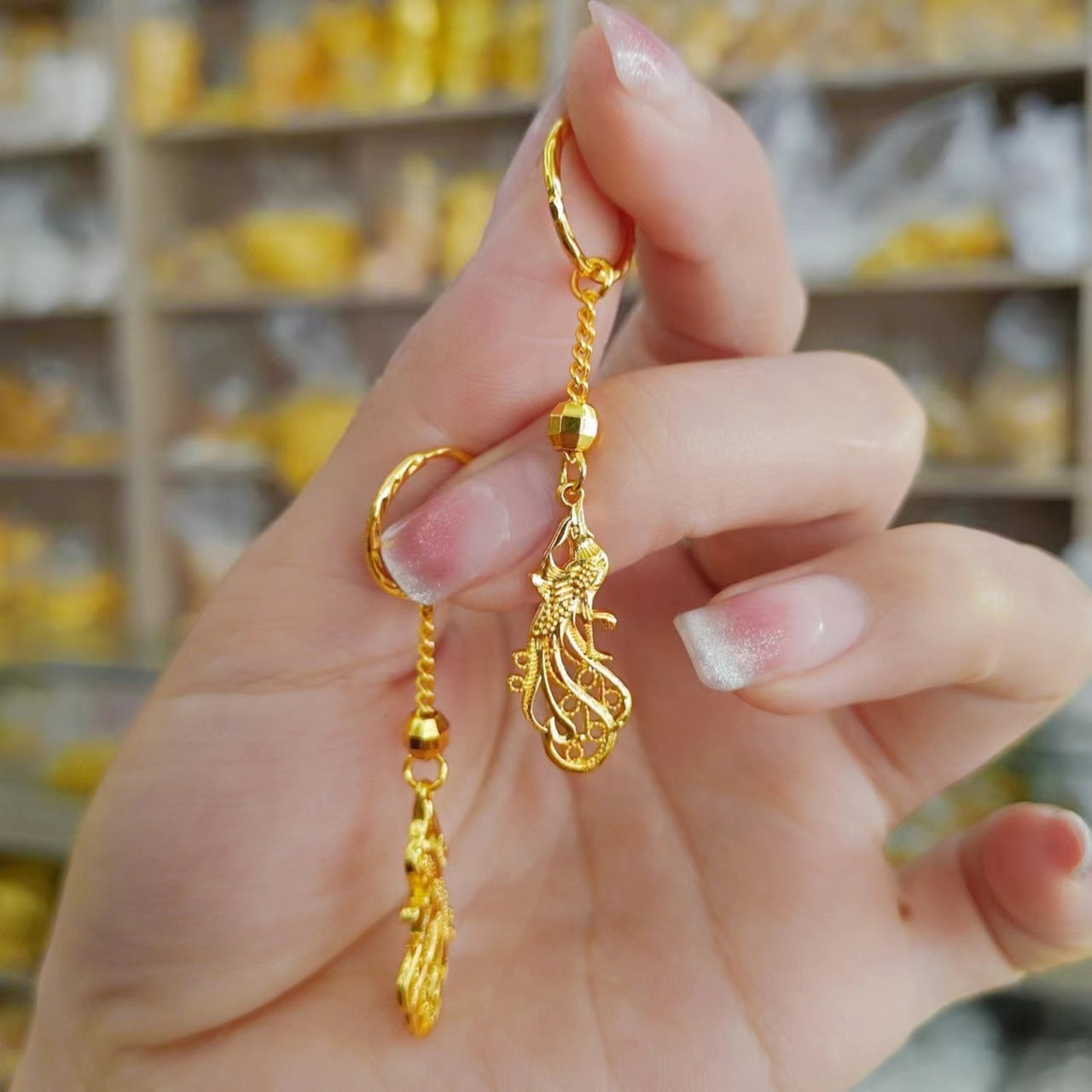 Vietnam Placer Gold Gold-plated Chinese Style Classic Phoenix Earrings