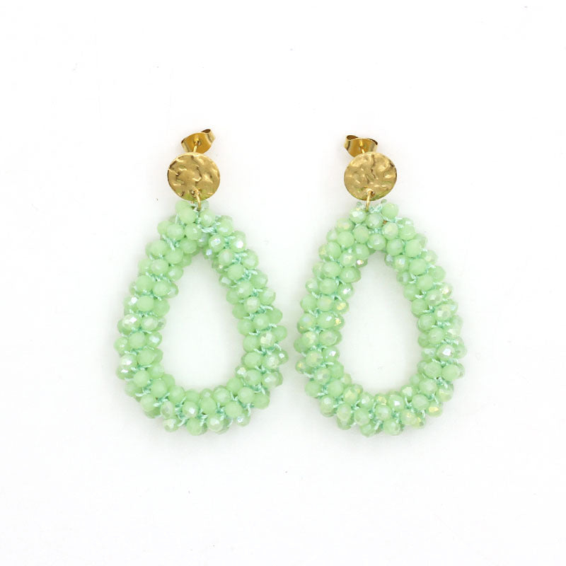 Women's Handmade Woven Crystal Fashion Water Drop Creative Bohemian Chic Earrings