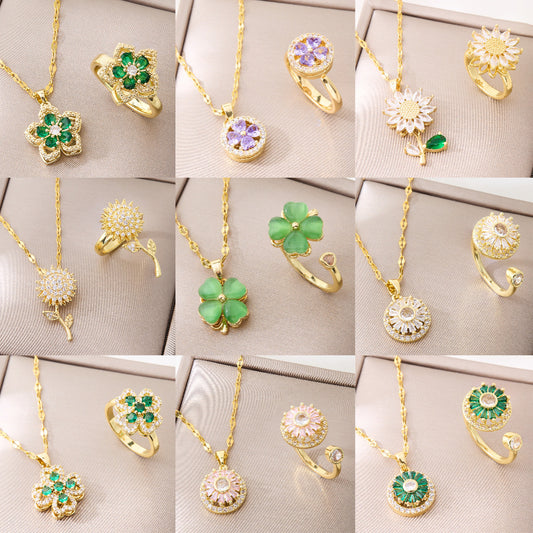 Stainless Steel Chain Waterproof Durable Colorfast Jewelry Set