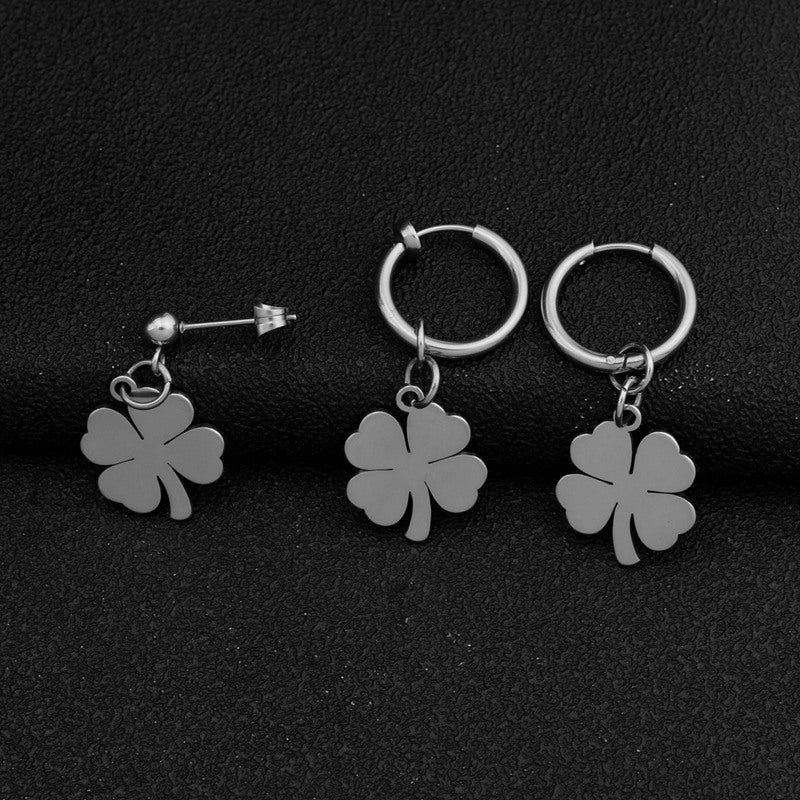 Women's Simple Clover Fashion Stainless Steel Flower Earrings