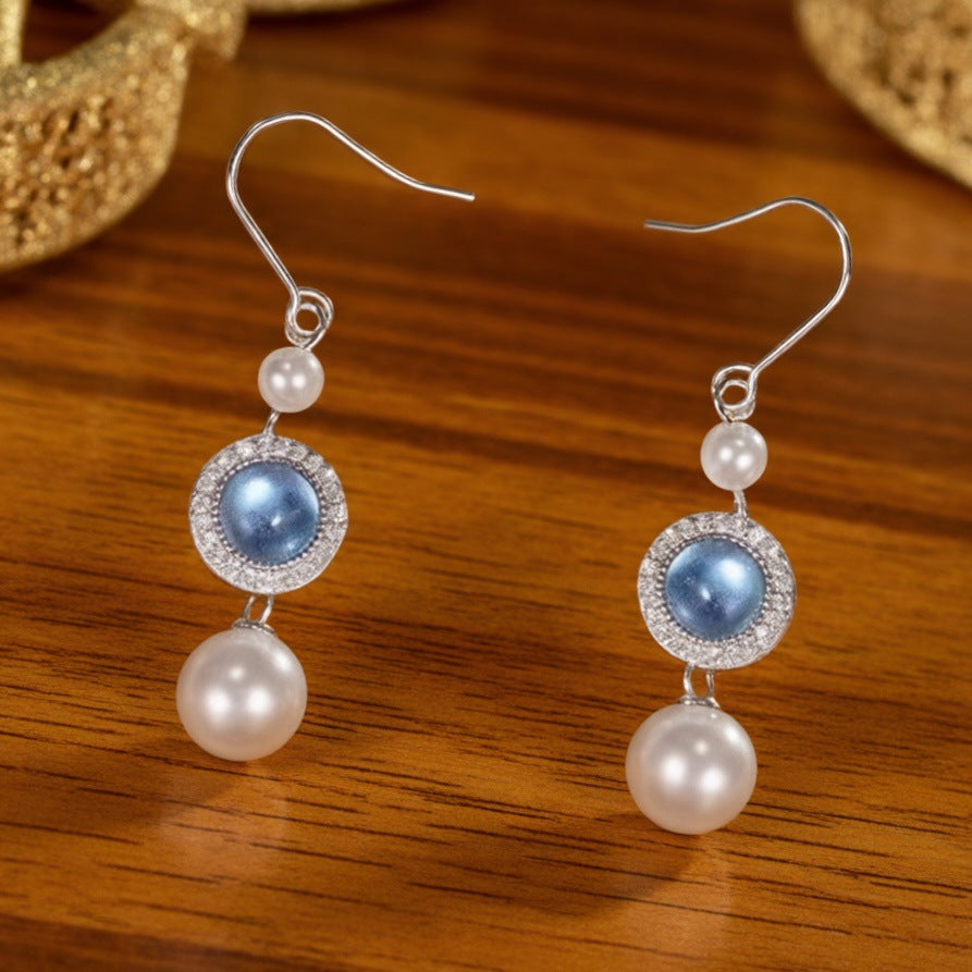 Ocean Sapphire Pearl Light Luxury Minority High Sense Rings