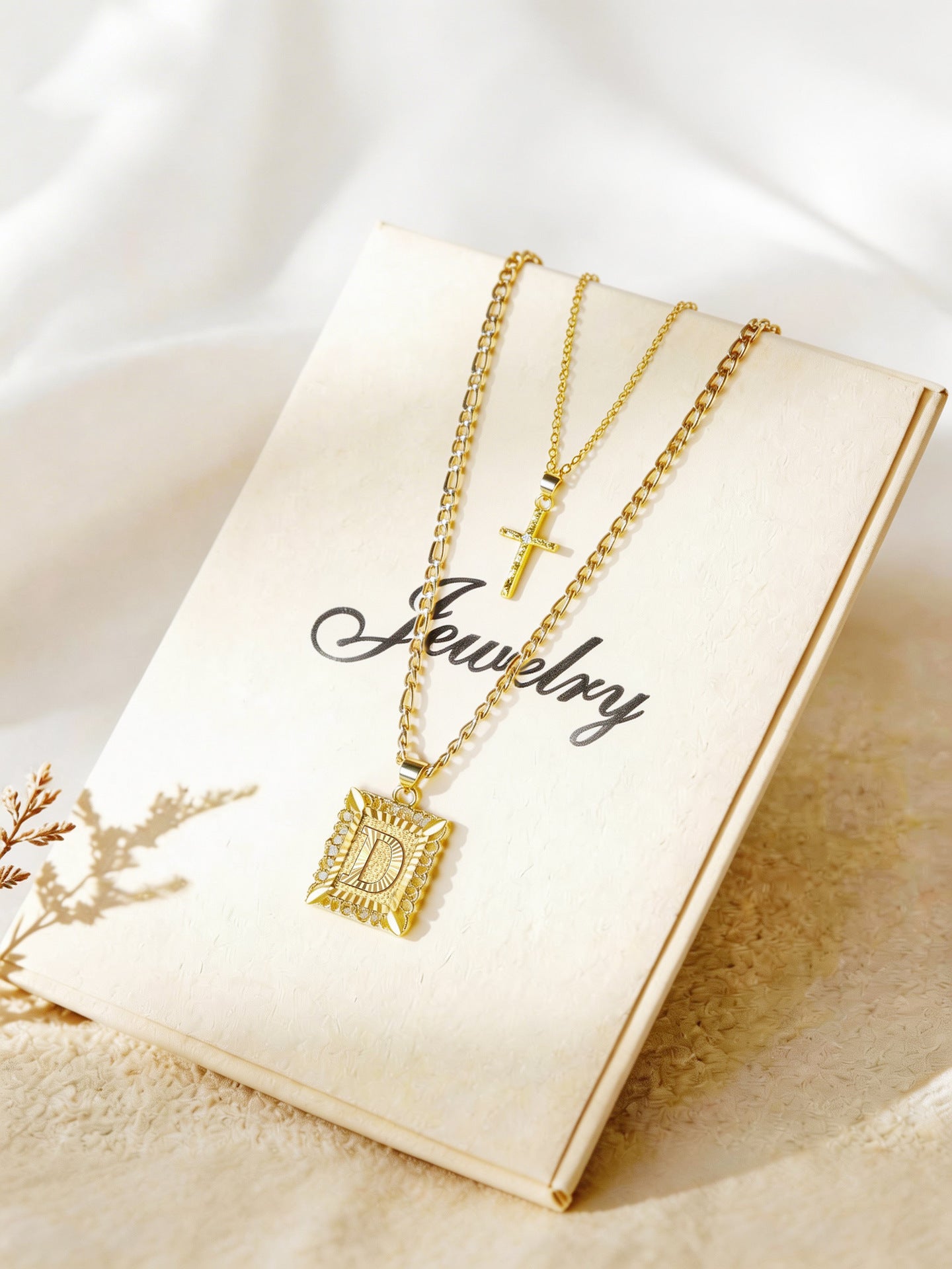 Square With Cross Simple English Letter Pendants