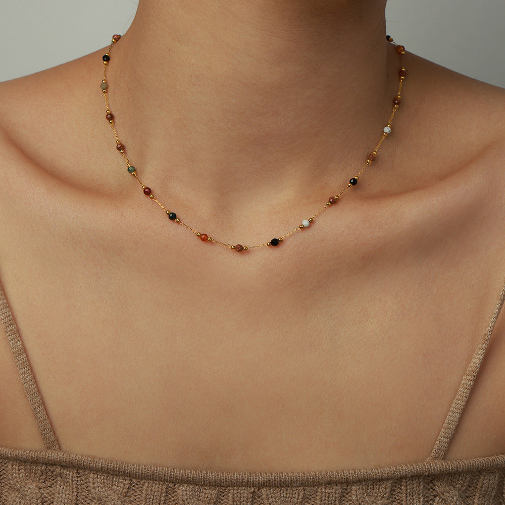 Minimalist Style Fashion Personality Geometric Mix Match Natural Stone Beaded Jewelry Set
