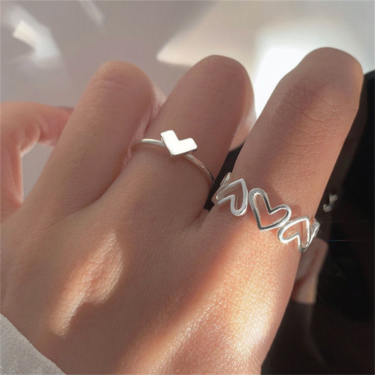 Hollow Out Love Heart-shaped Open Index Finger Simple Rings