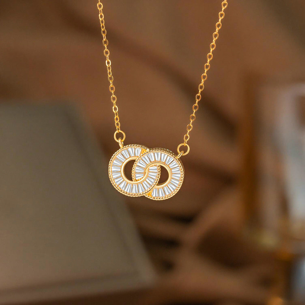 Female Valentine's Day Sparkling Full Rhinestone Buckle Necklace