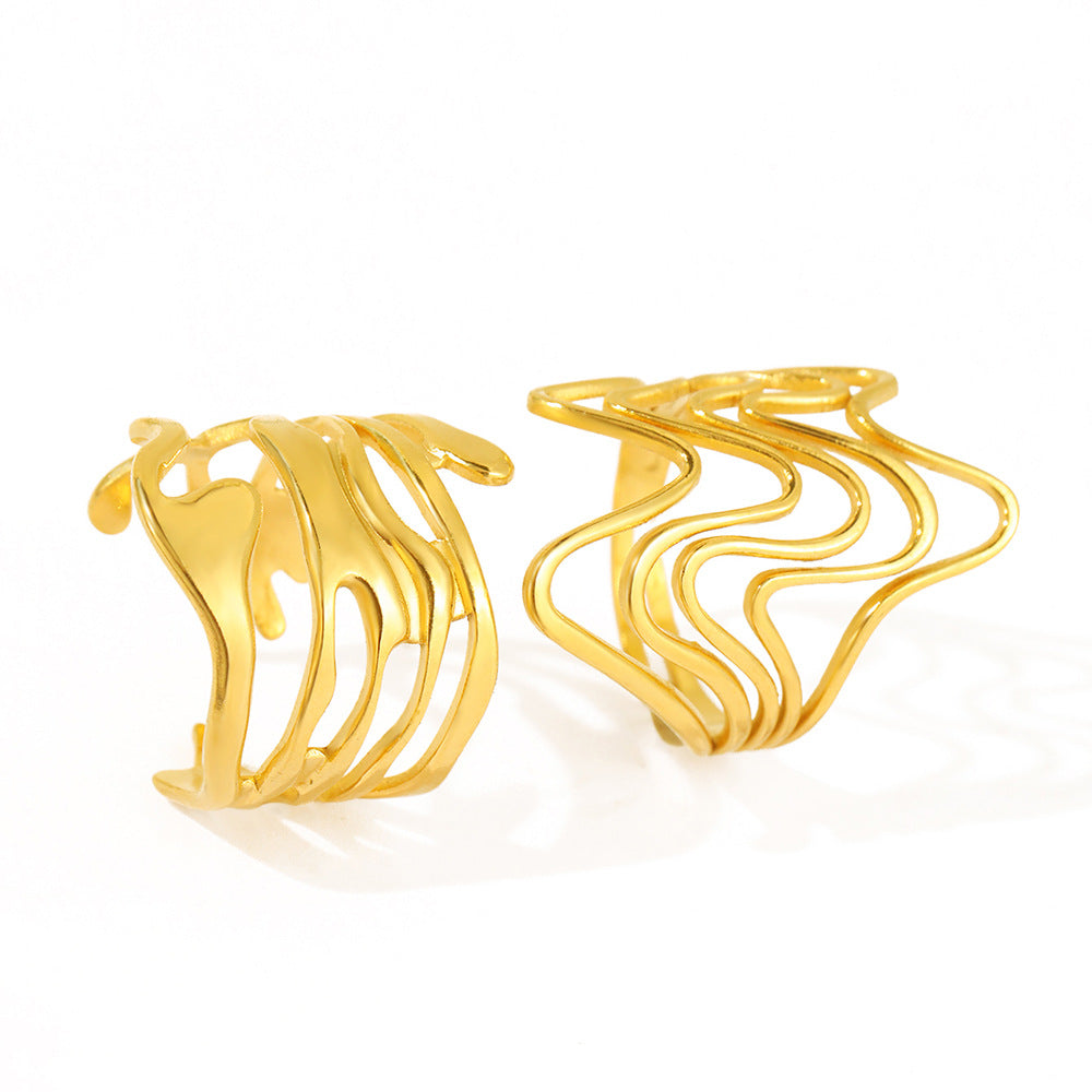 Irregular Lava Open-end Polished Suit Niche Rings