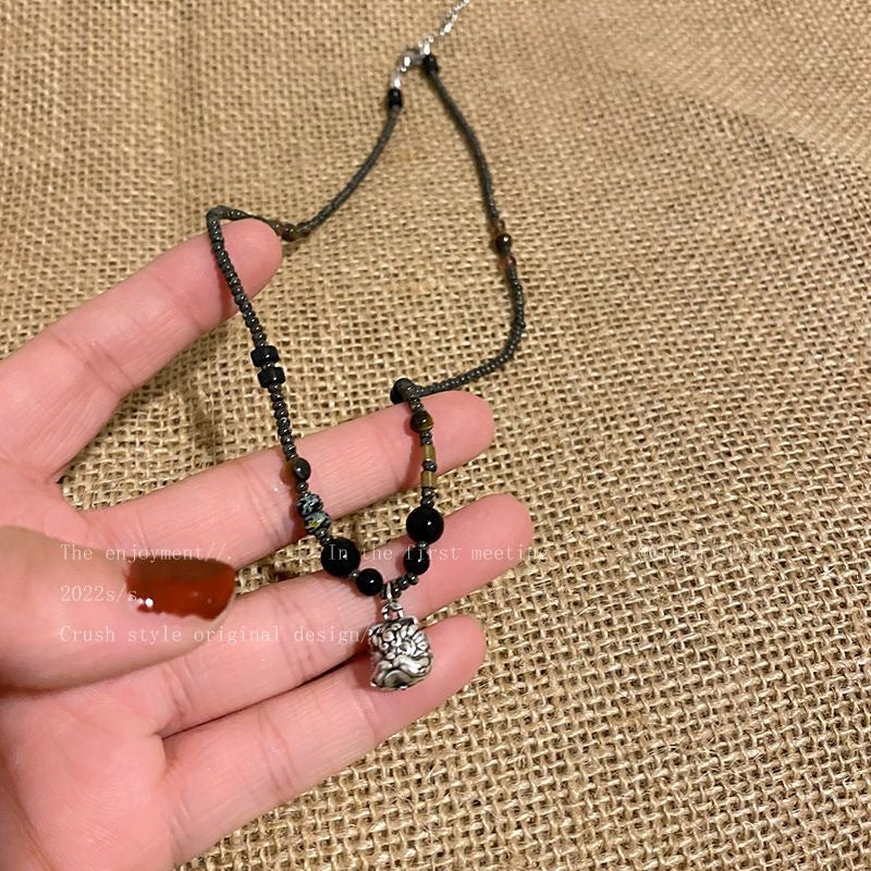 Style National Fashion Beaded Female Retro Easy Matching Clavicle Chain Necklace