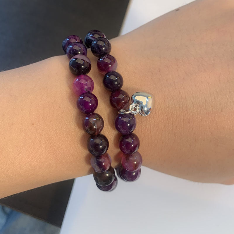 Zebra Stone Suit Gift Purple Stripe Rose Red Agate Bracelets