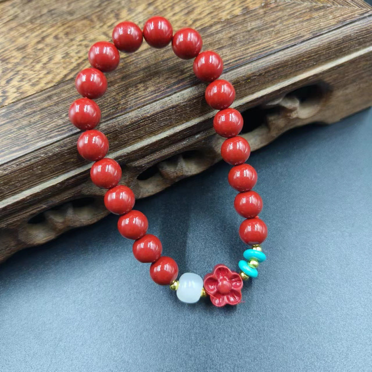 Women's & Men's Cinnabar Purple Gold Sand Single Circle Simple Buddha Beads Light Bracelet