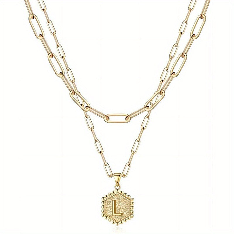 Gold Color Plated Letter Female English Necklace
