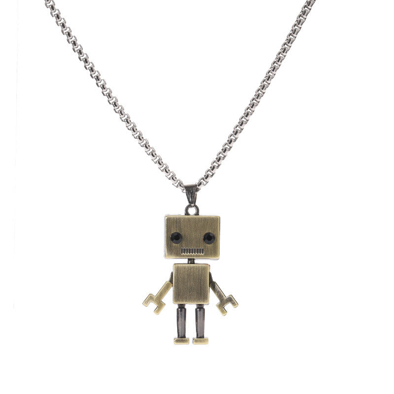 Women's & Men's Hipster Hip Hop Robot Couple Chain Disco Jumping Necklaces