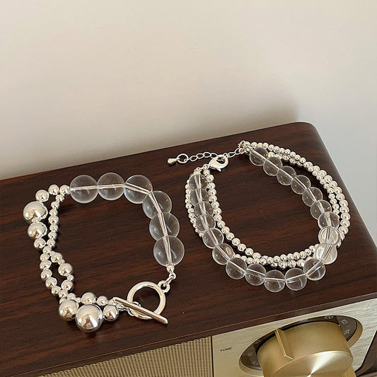 Women's Beaded Splicing Metal Ball Unique Design Sense Personalized Bracelets