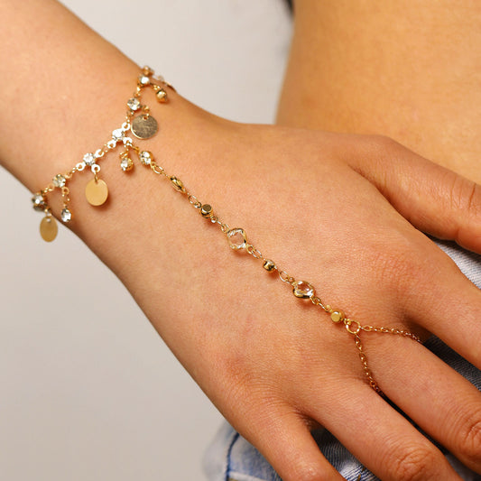 Fashion Sequin Tassel Personality Finger Chain Bracelet