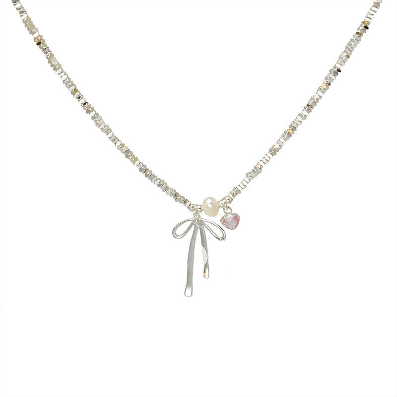 Women's Of Sier Bow Pearl For Light Necklace