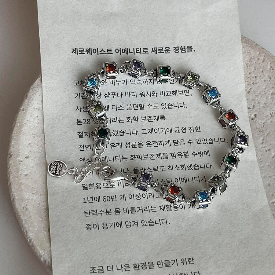 Women's Luxury Colorful Crystals Cube For Design Retro Bracelets