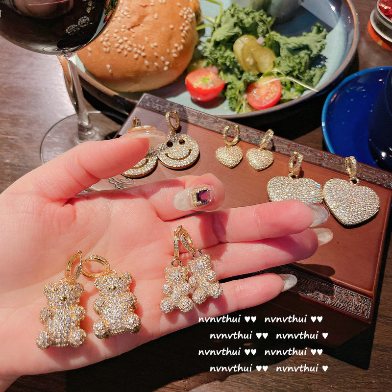 Ancient Babylonian Bear Gem Star River Bright Gold-plated Smiley Face Rings