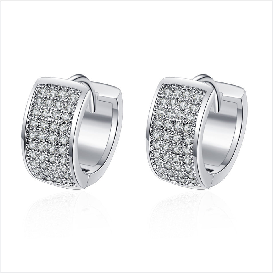 Full Diamond Cufflinks Round Rhinestone Fashion Earrings