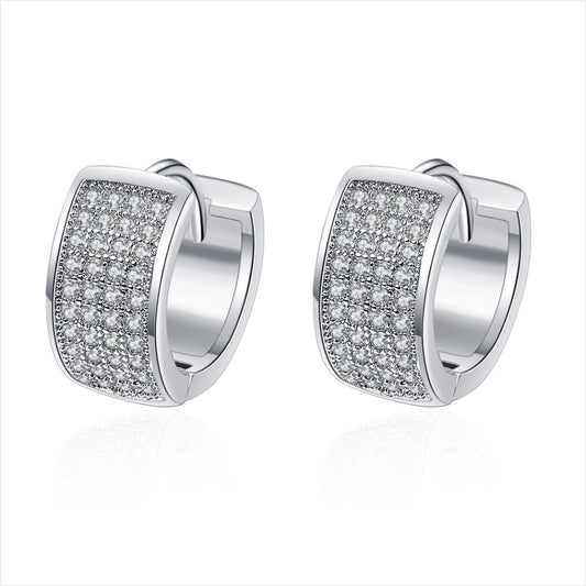 Full Diamond Cufflinks Round Rhinestone Fashion Earrings