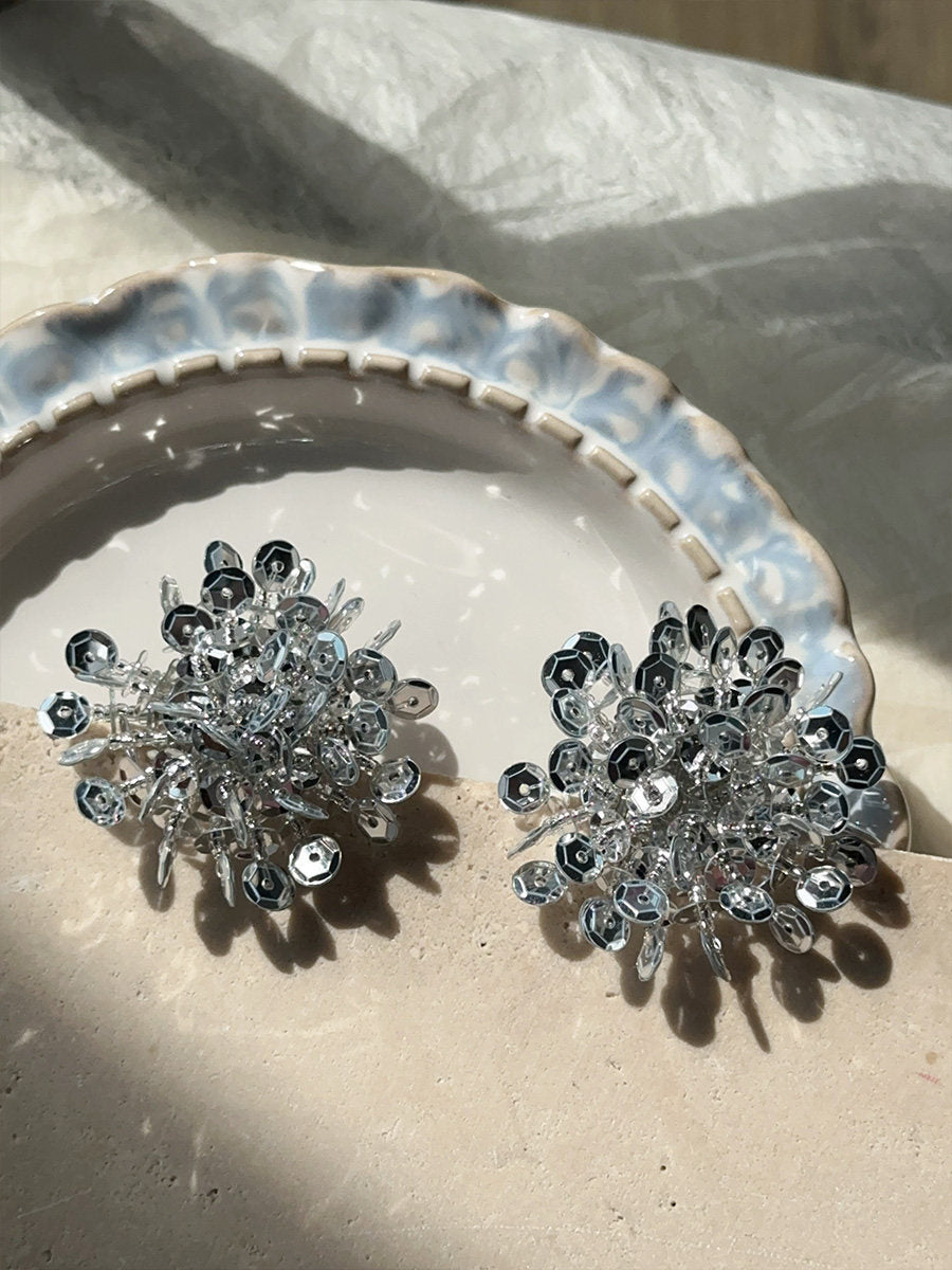 Women's Style Shiny Summer Sequins Handmade Rose Shape Eye-catching Sweet Cool Earrings