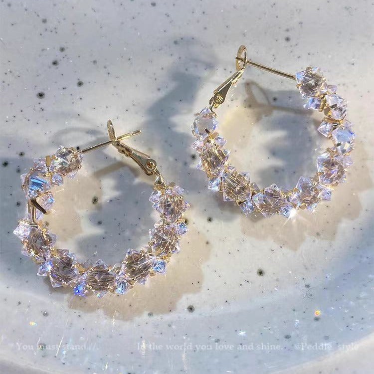 Luxury Zircon Crystal Niche Design Round Earrings