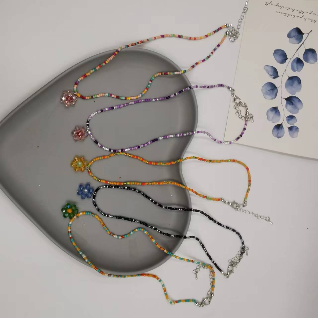Summer Beaded Flower Female Niche Advanced Design Sense Clavicle Chain Necklaces