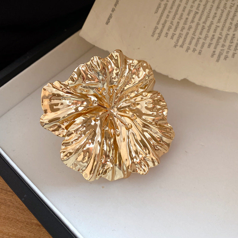 Women's Enamel Flower Open Golden Petal Design Rings