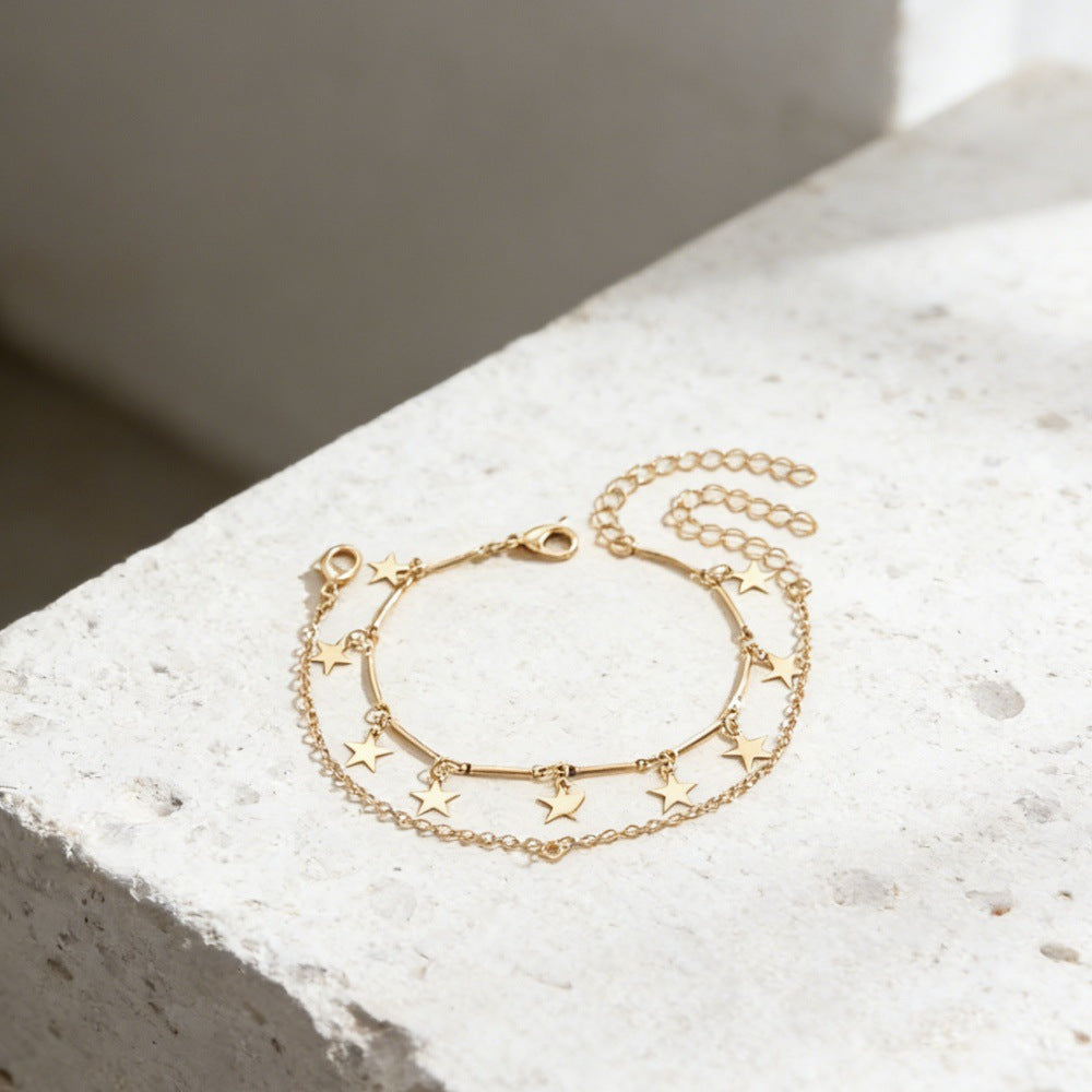 Gold Moon Star Style Finger Chain Pendants