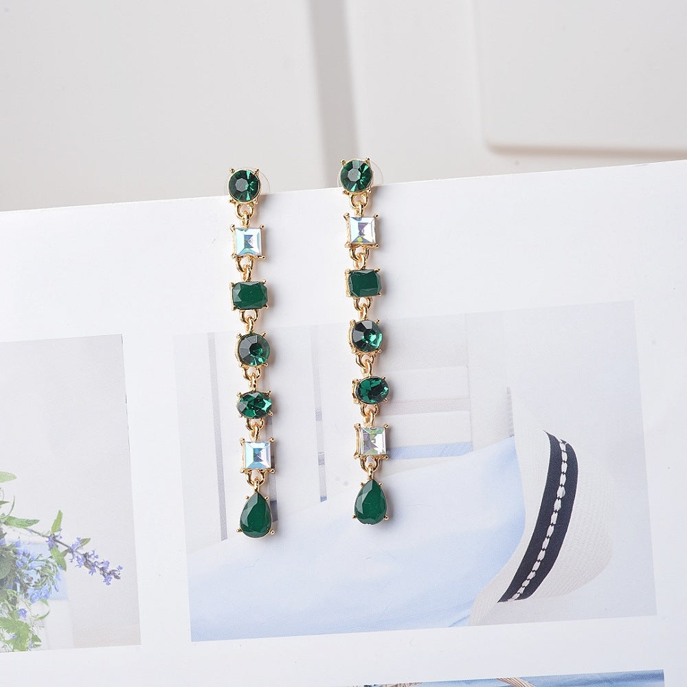 Crystal Small Fresh Long Tassel Fashionable Earrings