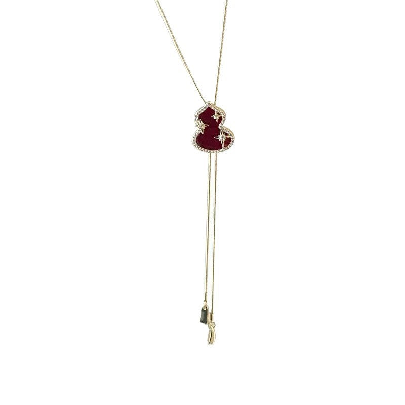 Women's Retro Pull Red Gourd Tassel High-grade Versatile Fashion Long Sweater Necklaces