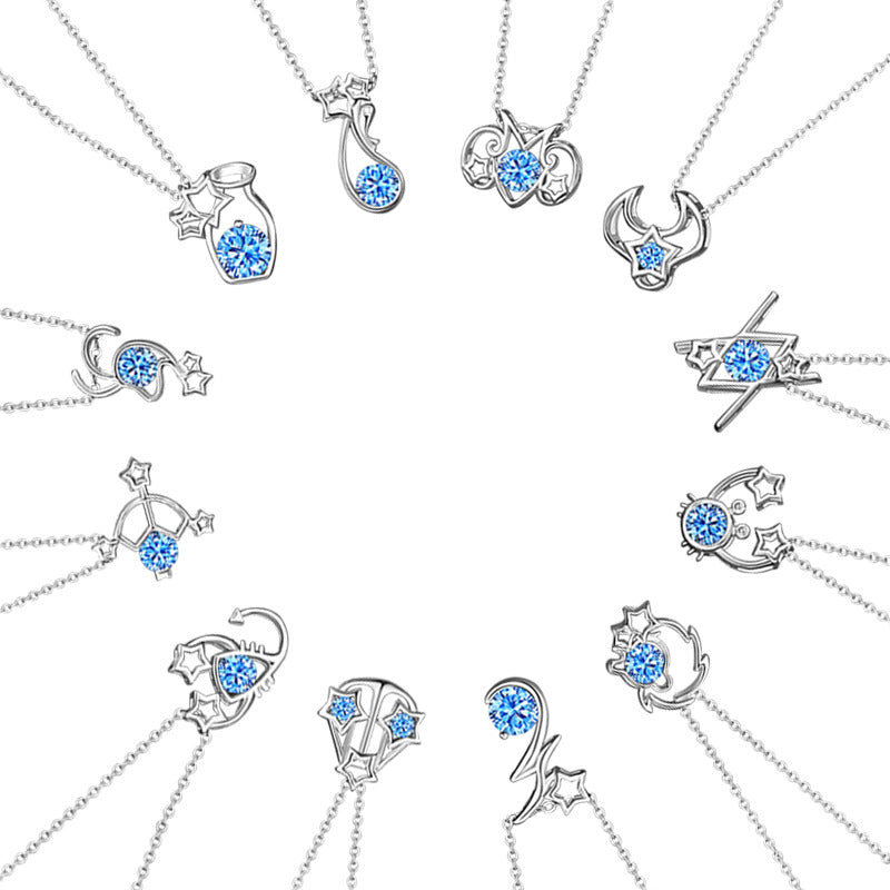 Women's Constellation Sterling Sier For Design Light Luxury Navy Blue Necklace