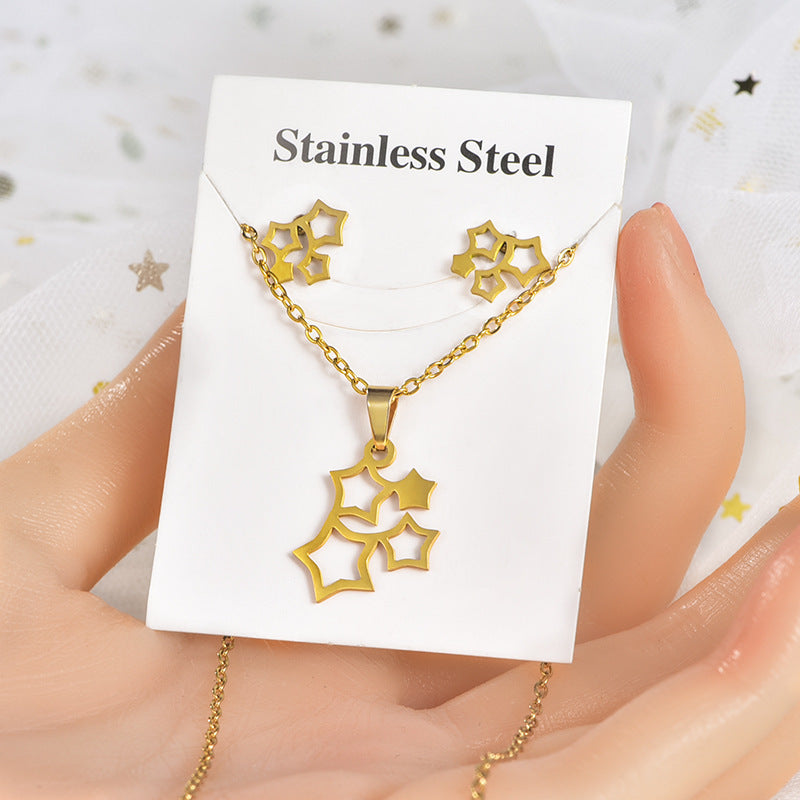 Titanium Steel Irregular Pattern Package Snowflake Puzzle Pendants