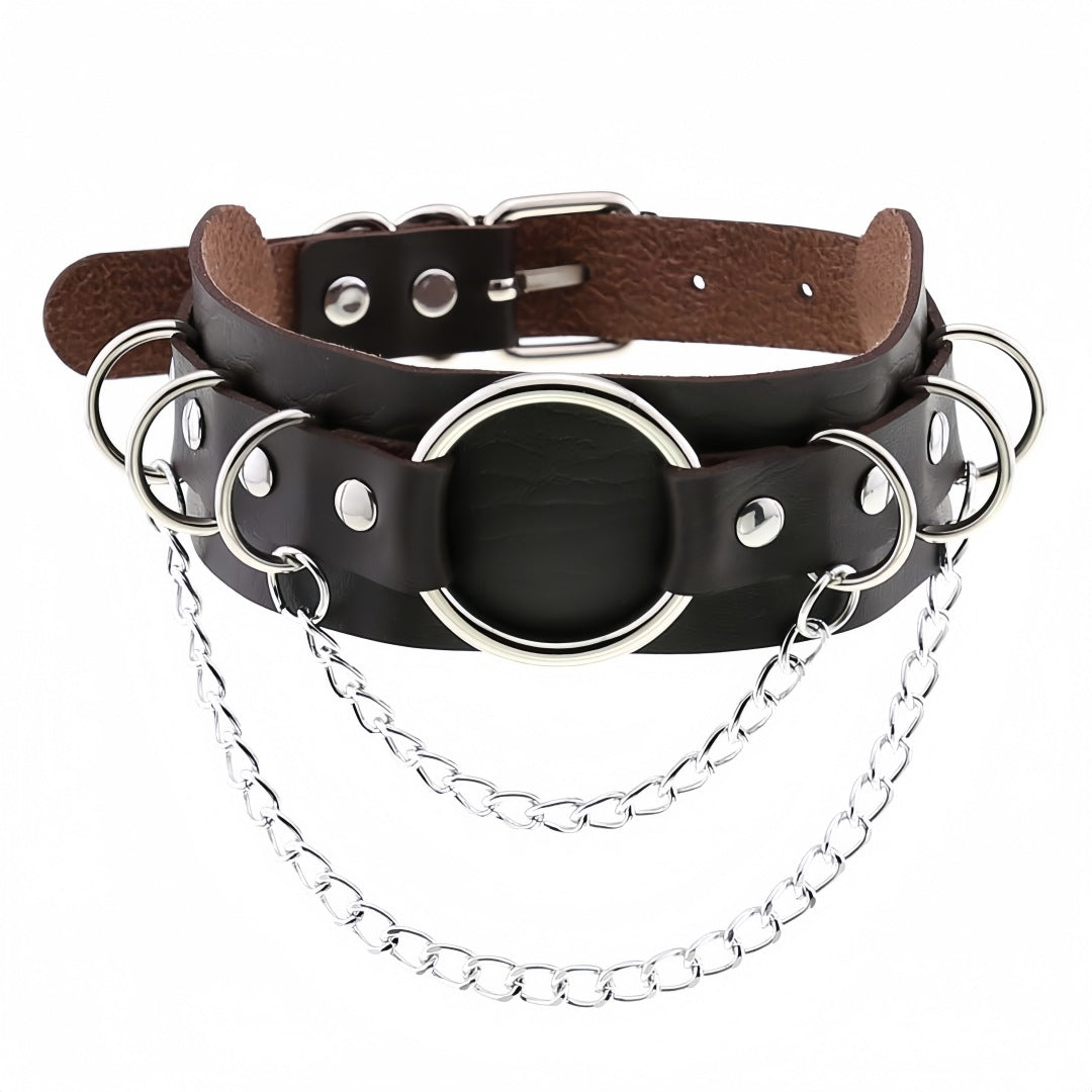 Protection Leather Punk Double Layer O-shaped Necklaces