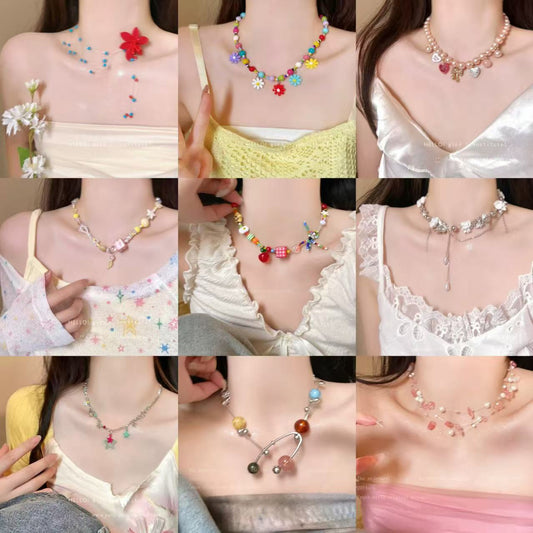Women's Dopamine Beaded For Seaside Vacation Design Sweet Flower Necklaces