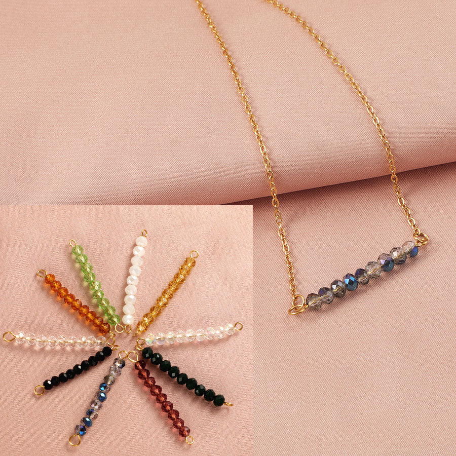 Ornament Glass Stone Stainless Steel Chain Personalized Beaded Necklaces