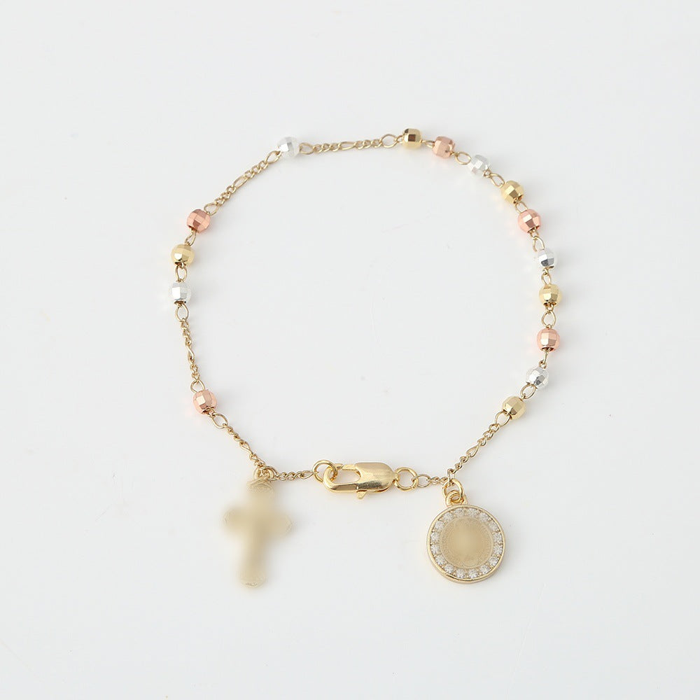 Women's Cross Bead Copper Color Light Luxury High-grade Bracelets