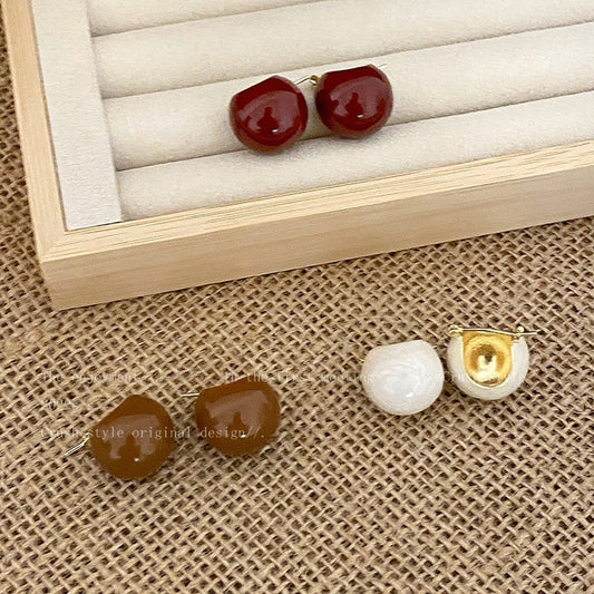 Women's Hollow Caramel Ball Drop Glazed Fashionable Niche Design Rings